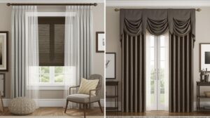 Layered drapes in a modern living room combining style and function