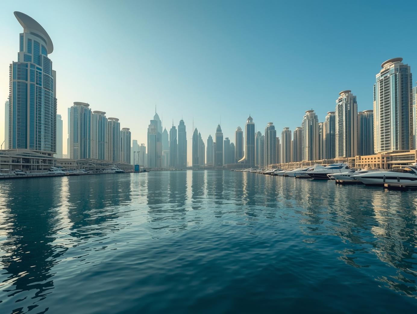 Dubai Marina skyline and towers along the waterfront